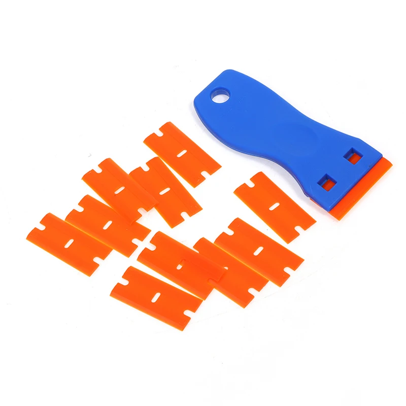 

Plastic Razor Scraper With 10pcs Blades Removing Car Labels Stickers Glue