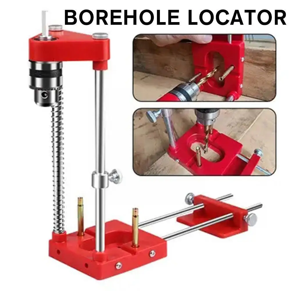 

Red Alloy Woodworking Drill Locator Tool Portable Diy Carpenter Locator Drilling Drilling Accurate Jig Positioner Guide Too T1w7