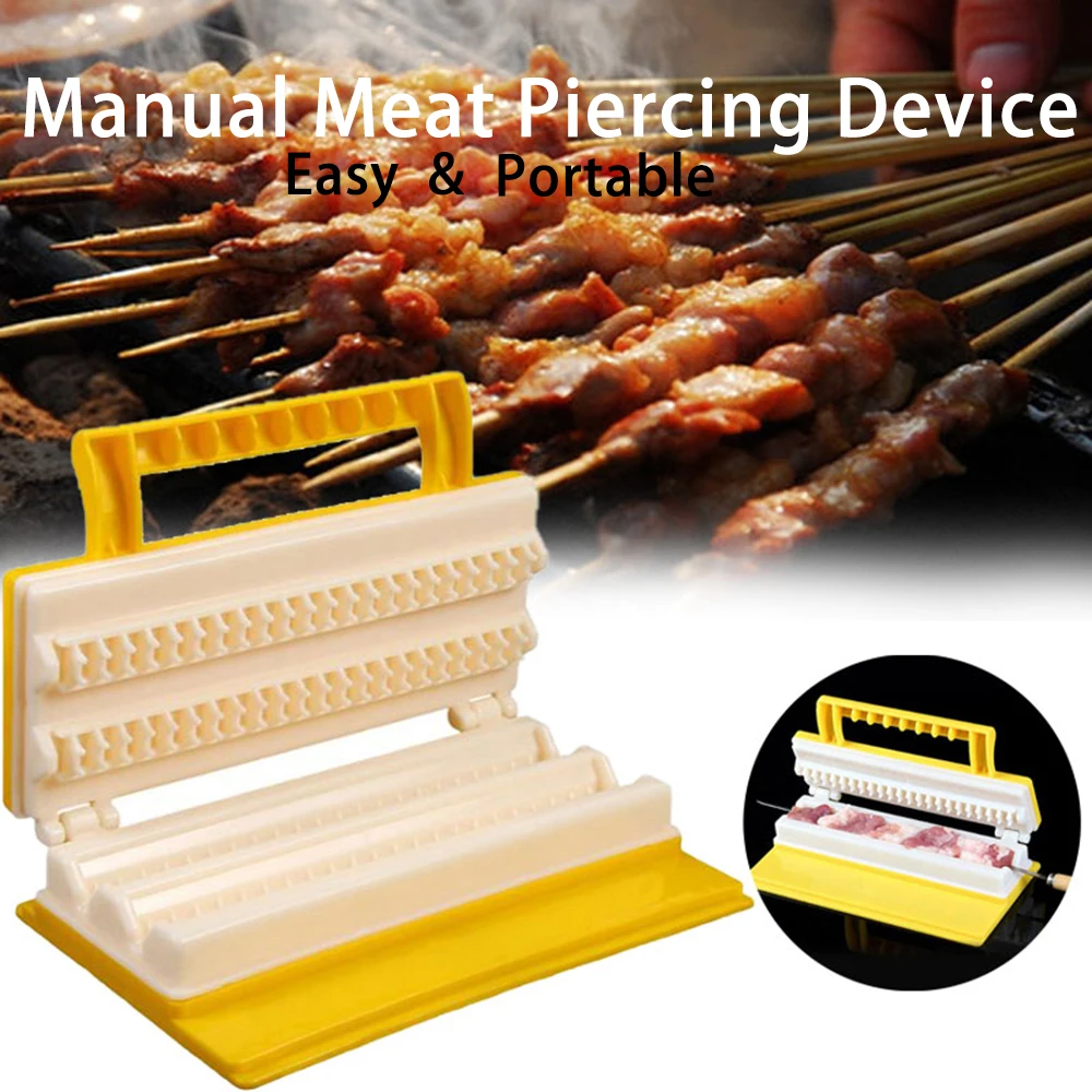 

New Barbecue Manual Skewer Tool Lamb Skewer Piercing Machine Portable Skewer Outdoor Quick Skewer Easy Tools Kitchen Kebab Maker