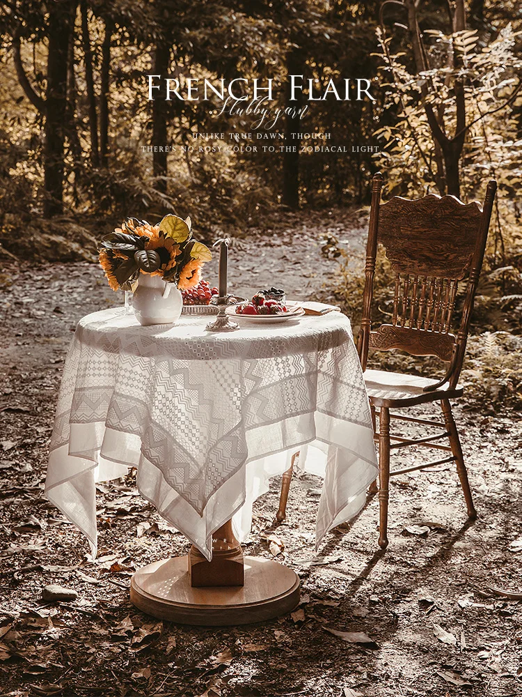 Роскошная белая кружевная скатерть европейская вышивка хлопковая круглая для