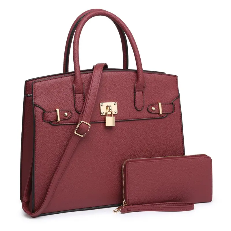 

XB 2 Pieces Women Satchel Handbags and Wallet Set Faux Top Handle Bags Large with Shoulder Strap