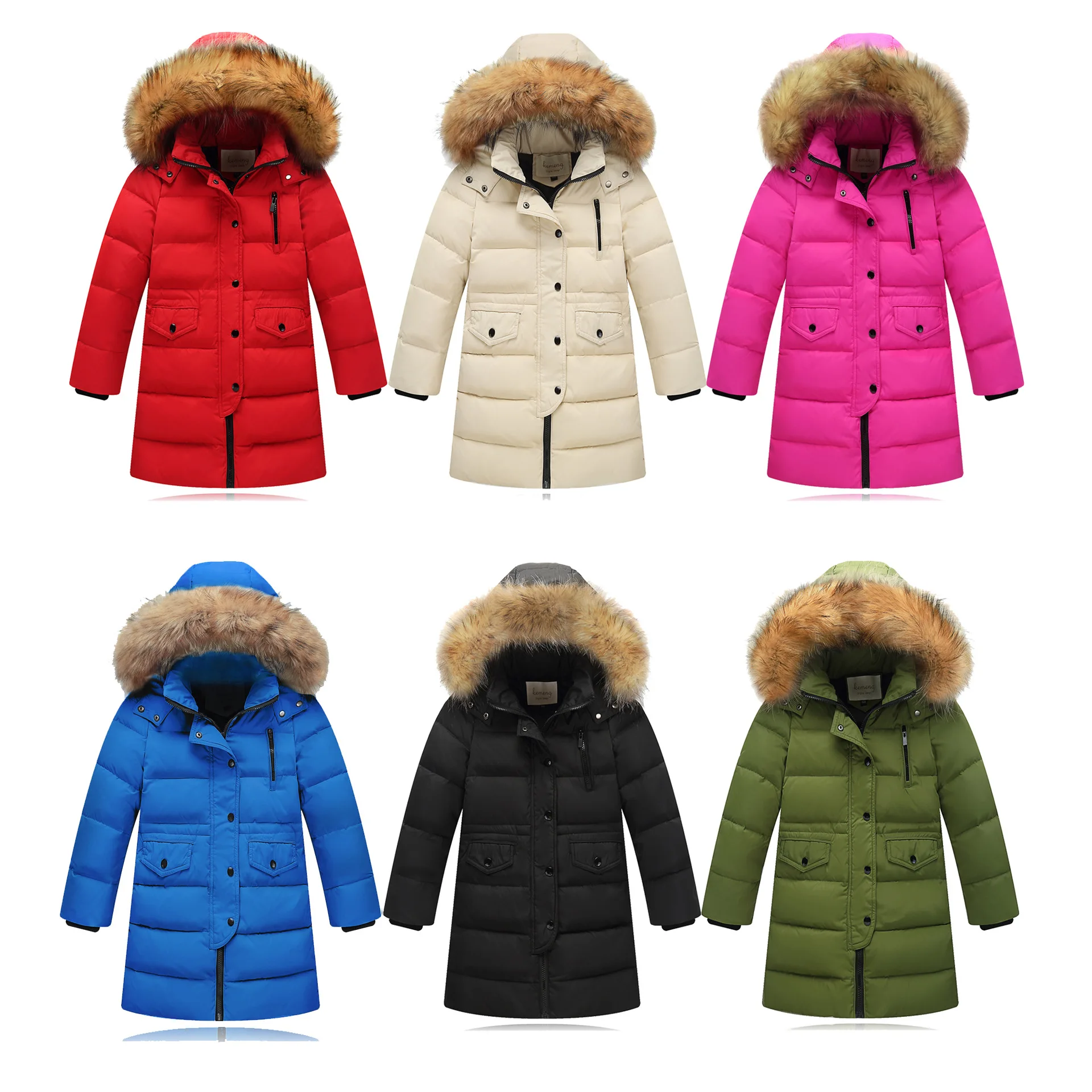 

3-16Y Russian Children White Duck Down Coat Winter Teenage Baby Boys Girls Fashion Large Fur Hooded Warm Parkas Kids Snow Jacket
