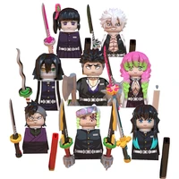 wm6137 demon slayer anime uzui tengen shinazugawa genya sanemi mini action toy figures building blocks assemble toys dolls gifts