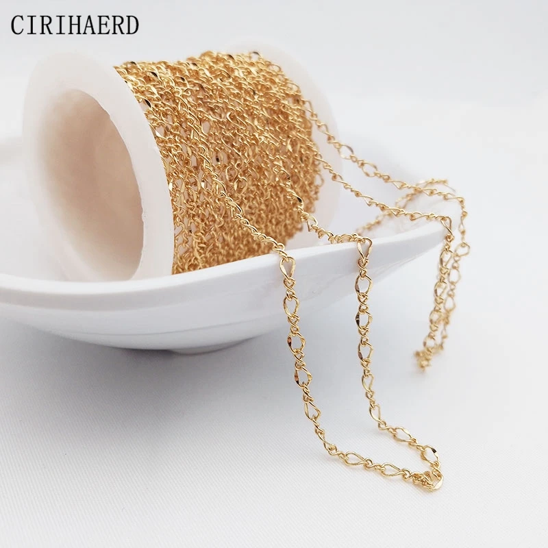 

Fashion Chain 14K Gold Plated Twisted Women's Necklace Chains For DIY Bracelet Jewelry Making Findings New In Clavicle Chains