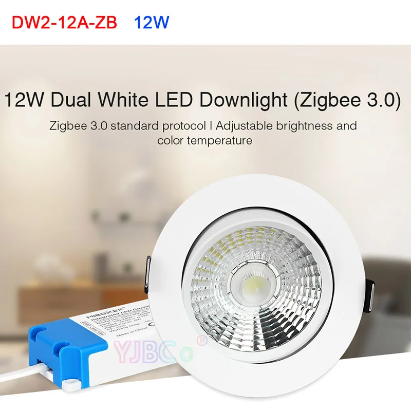 

Miboxer Dual White Zigbee 3.0 6W/12W LED Downlight 110V 220V Round Ceiling Light Panel lamp RF Remote/APP/Voice Control