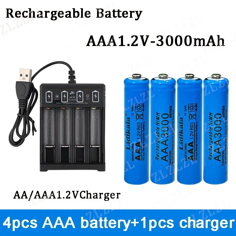 Новая аккумуляторная батарея 1 2 в AAA3000mAh + зарядное устройство щелочная
