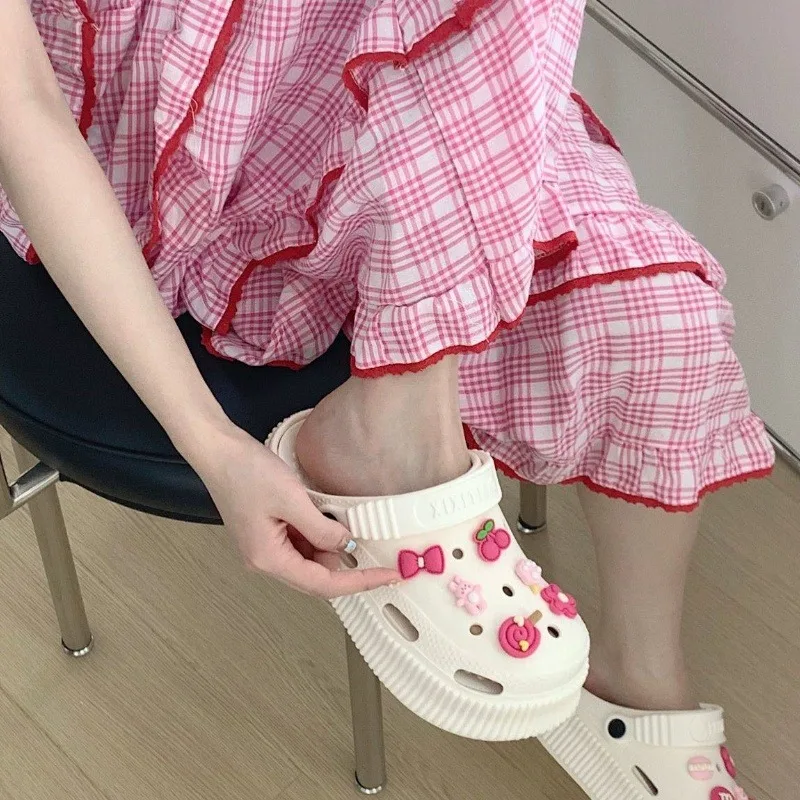 Летняя женская обувь с дырками сандалии для студентов пляжная из ЭВА на толстой