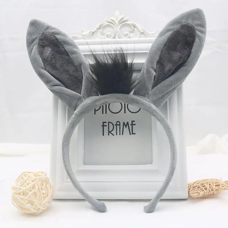 Набор с ушками и хвостом животных Серый Ослик нарядный костюм на Хэллоуин