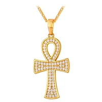 collare ankh egyptian pendants men crystal zirconia cross key of the nile jewelry goldsilver color egypt necklace women p247