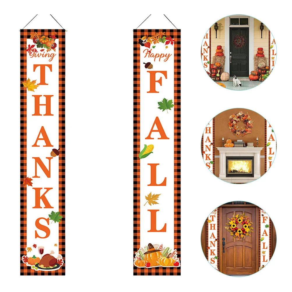 

Thanksgiving Door Banners Porch Fall Hanging Sign Banner Pumpkin Happy Autumngarland Pumpkins Decorations Signs Couplet Welcome