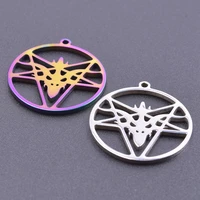 6pcslot mix round pentagram goat pendants stainless steel charms for jewelry making supplies womenmen pendant diy accessories