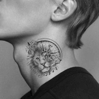clock gears lion compass vine tattoos for men stickers body arm art waterproof temporary tattoo neck hand fake tatoos for women