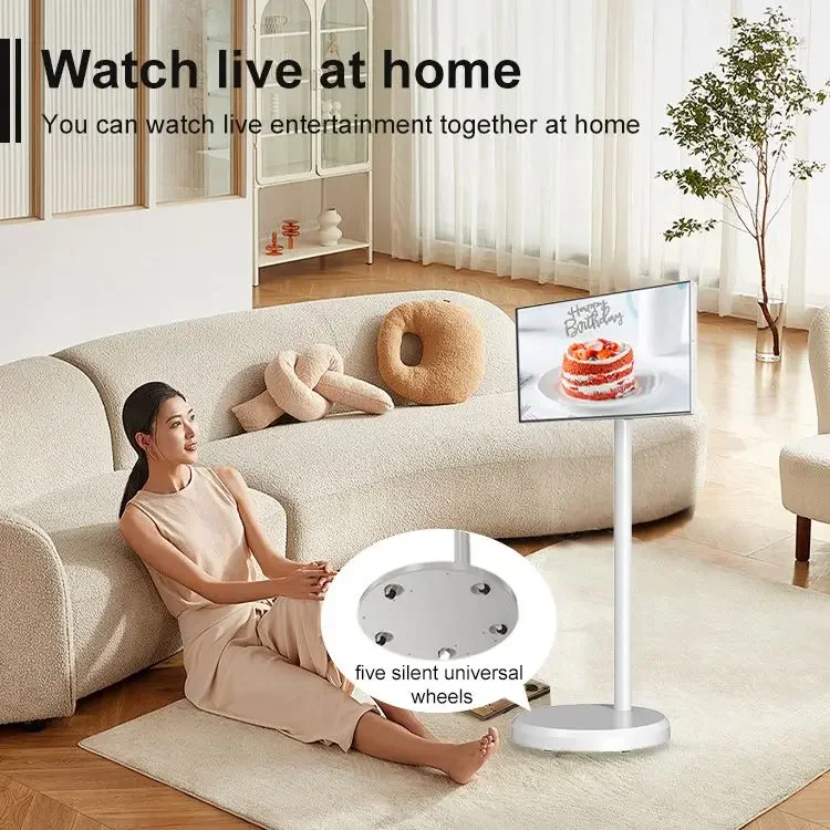 Емкостный сенсорный беспроводной Wi-Fi роллейбл Jcpc Bestietv Free Touch Screen Stand Tv Follow By Me Smart 43