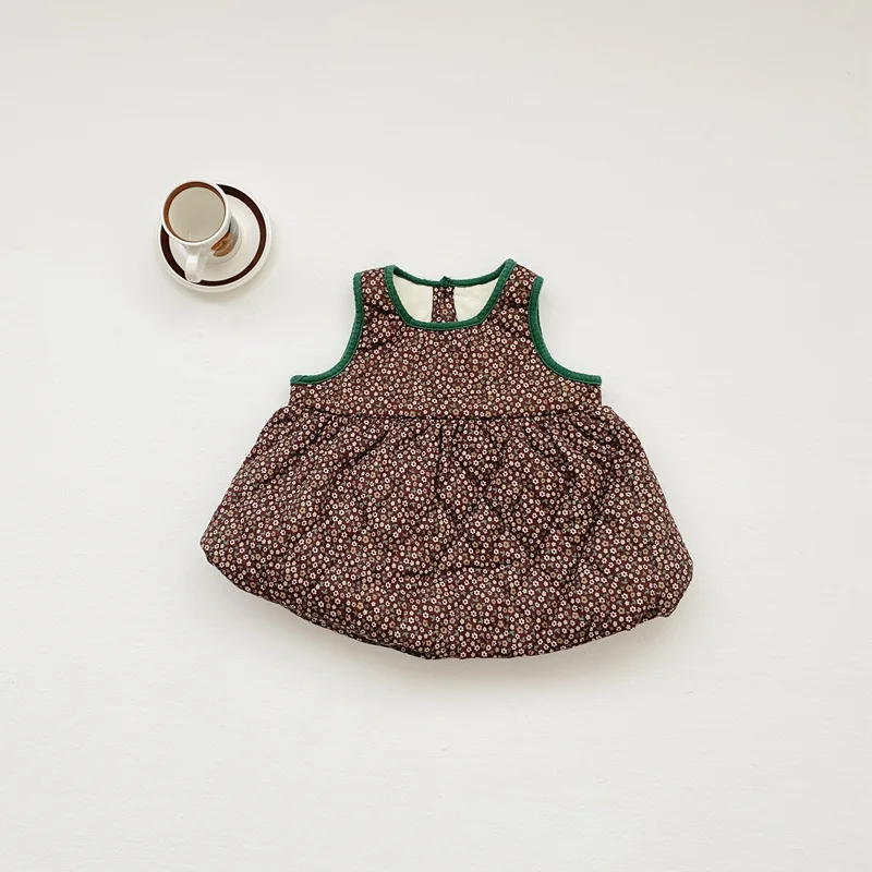 

Girls Casual Dresses Baby Winter Clothing Girls Floral and Plush Double Layered and Thickened Princess Dresses