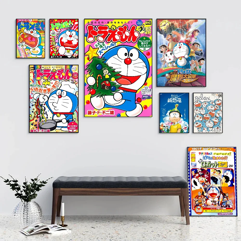 Cartoon D-Doraemon Vintage Posters Sticky Retro Kraft Paper Sticker DIY Room Bar Cafe Kawaii Decor