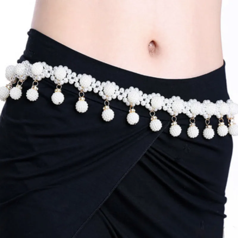 Fashion Ladies Woven Pearl Waist Chain Beads Dance Belt Daily Wedding Dress Waist Chain