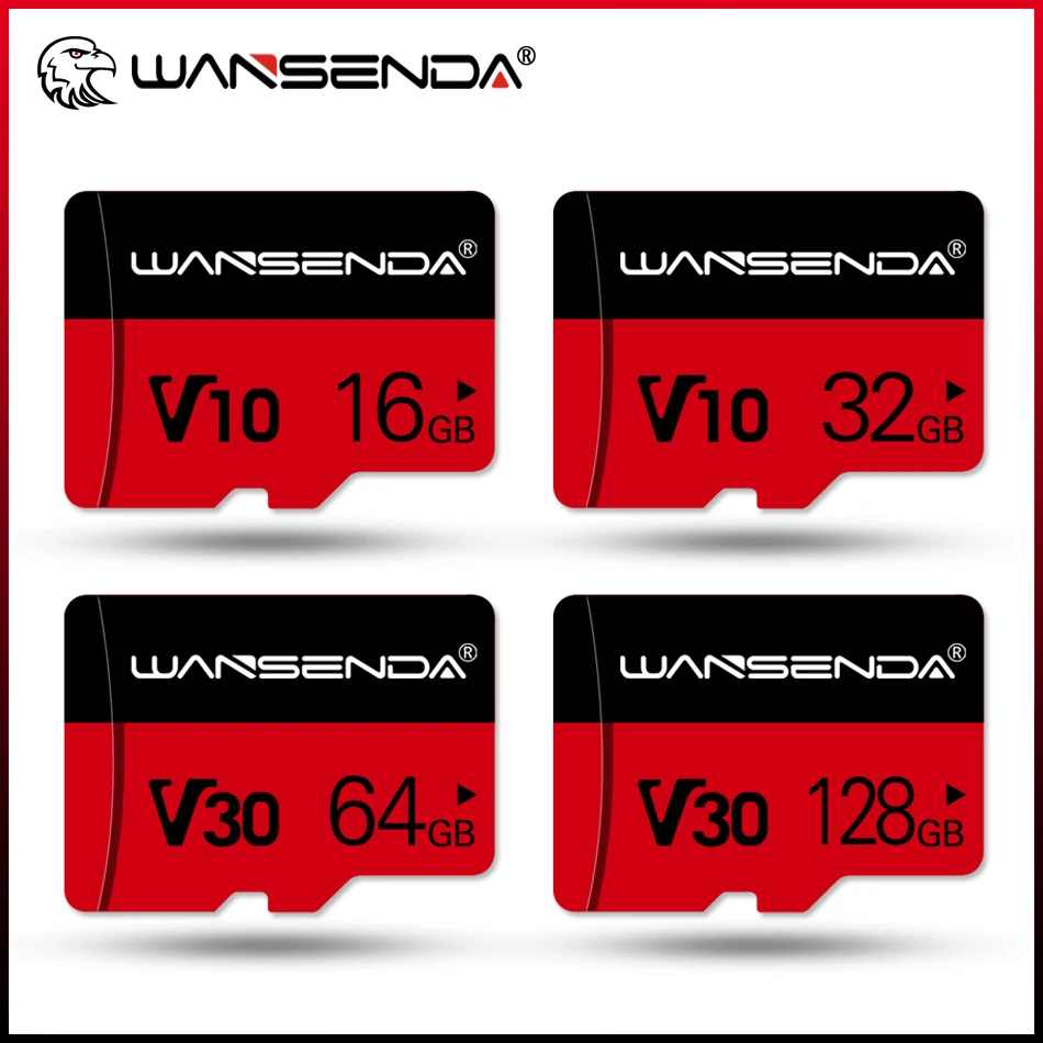 

WANSENDA Memory Card V30 128GB 64GB 32GB 16GB 8GB TF Card Class10 Flash Card TF Cards with Free Gift Adapter