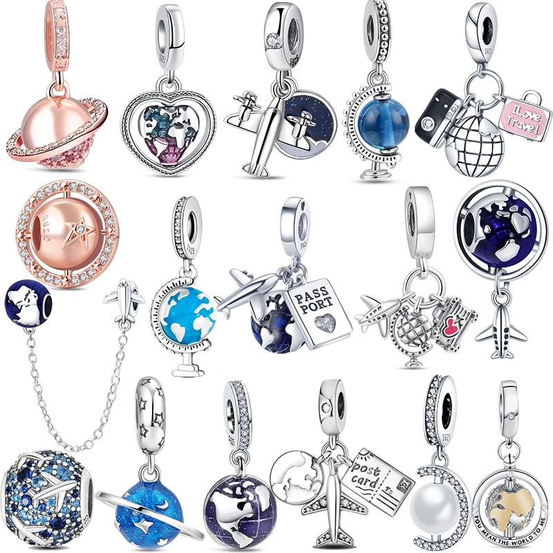 

Новинка 2023, подходящий для оригинального браслета Pandora, ювелирные изделия «сделай сам» для женщин, серебро 100% пробы, подвески, блестящий шар, синяя Земля, планета