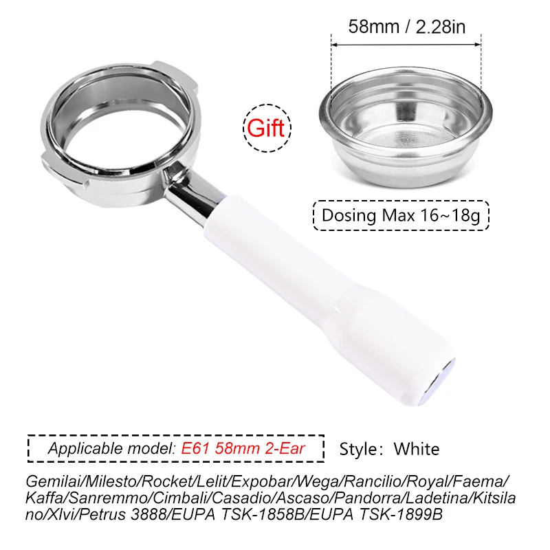 

Двухуширенный Портафильтр Для Кофе 58 Мм Без Корзины Для E61 EXPOBAR/Gemilai, С Аксессуарами Для Фильтрующей Корзины
