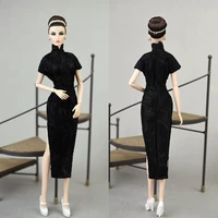 black cheongsam doll dress for 30cm barbie kurhn solder fr2 xinyi doll ancient custume