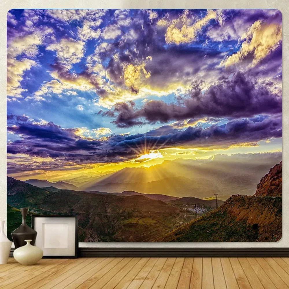 Богемный гобелен океанский пейзаж пещера узор фон ткань украшение дома комната