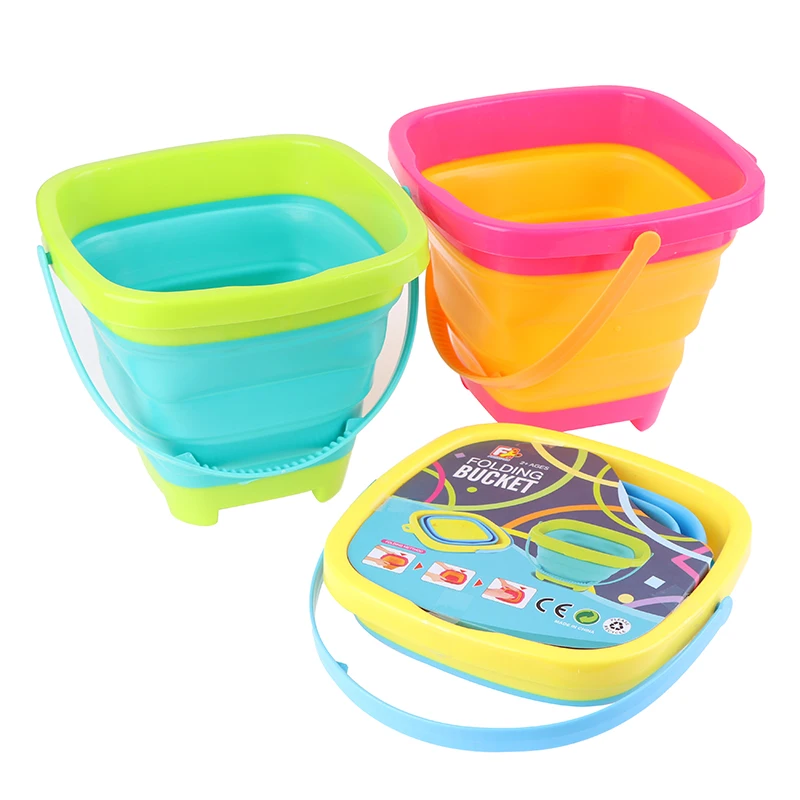 

Portable Beach Bucket Sand Toy Foldable Collapsible Multi Purpose Plastic Pail