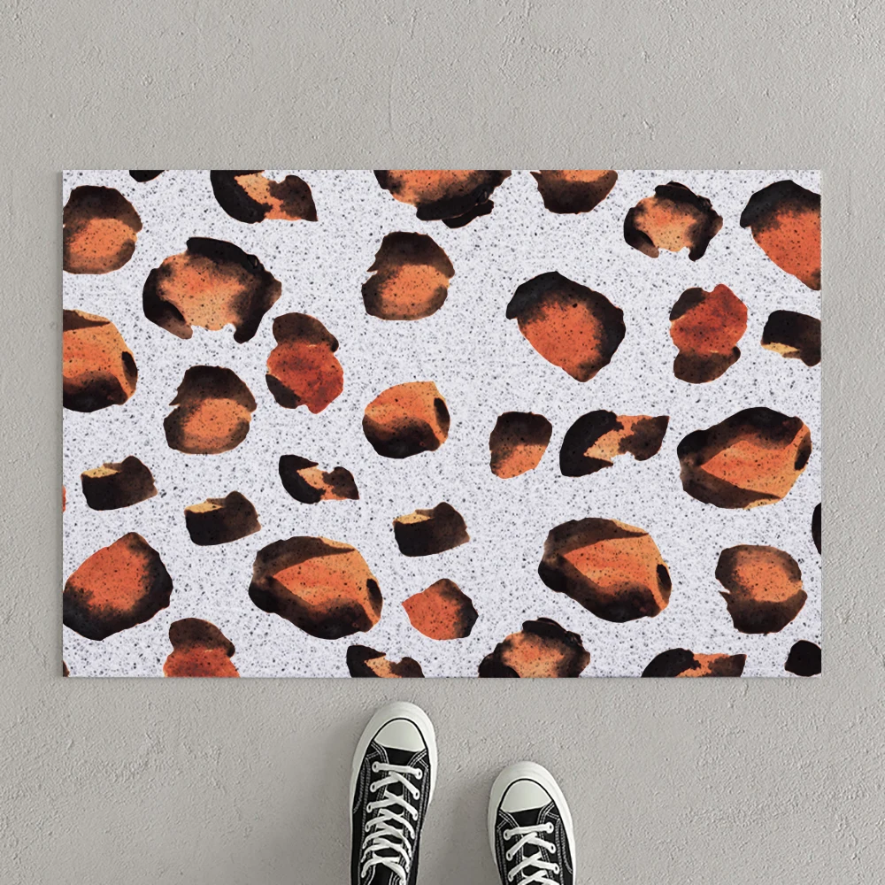 

Doormat Leopard Print Doorway Porch Wire Ring Doormat Household Carpet Entrance Mat Welcome Mat