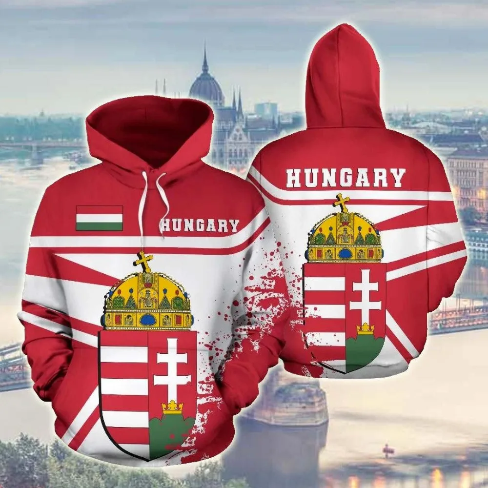 

2023 Men's hoodie Hungarian flag hoodie 3D printed street harajuku sweater casual fashion men's and women's clothing