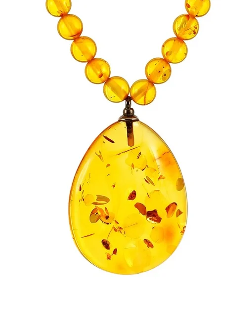 Ожерелье из натурального балтийского янтаря ярко-лимонного цвета Лаура |