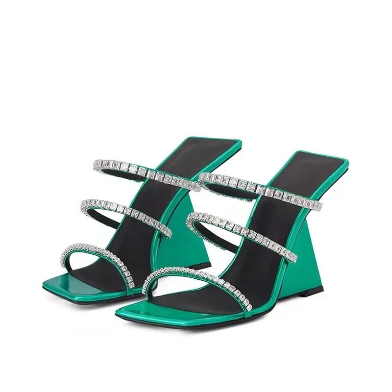 Arden Furtado лето 2024 женские лакированные кожаные тапочки с квадратным носком и