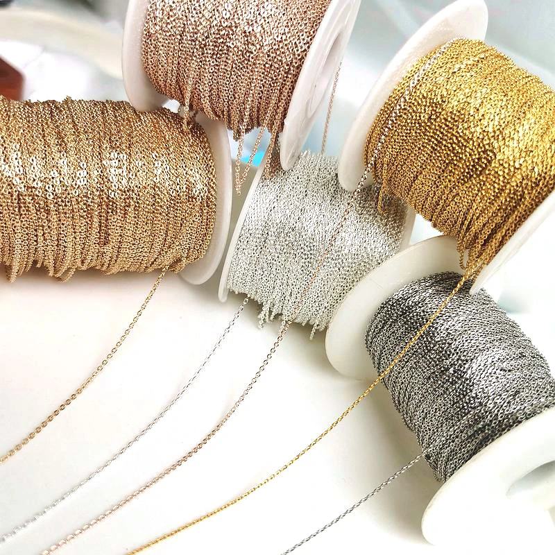 Сверхтонкие цепочки 2 метра 0,8-1 мм, золотые цепочки для поделок «сделай сам», цепочка с О-образным крестом, компоненты для сережек, оптовая продажа