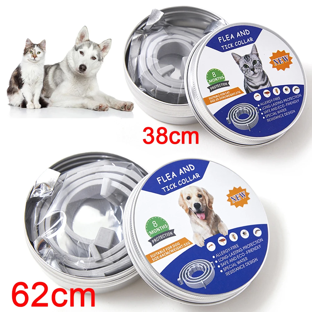 

38/62CM Dog Collar Flea Tick Prevention Pet Cat Dogs Collars Rubber Adjustable Collar for Puppy Kitten 8 Months Dog Accessories