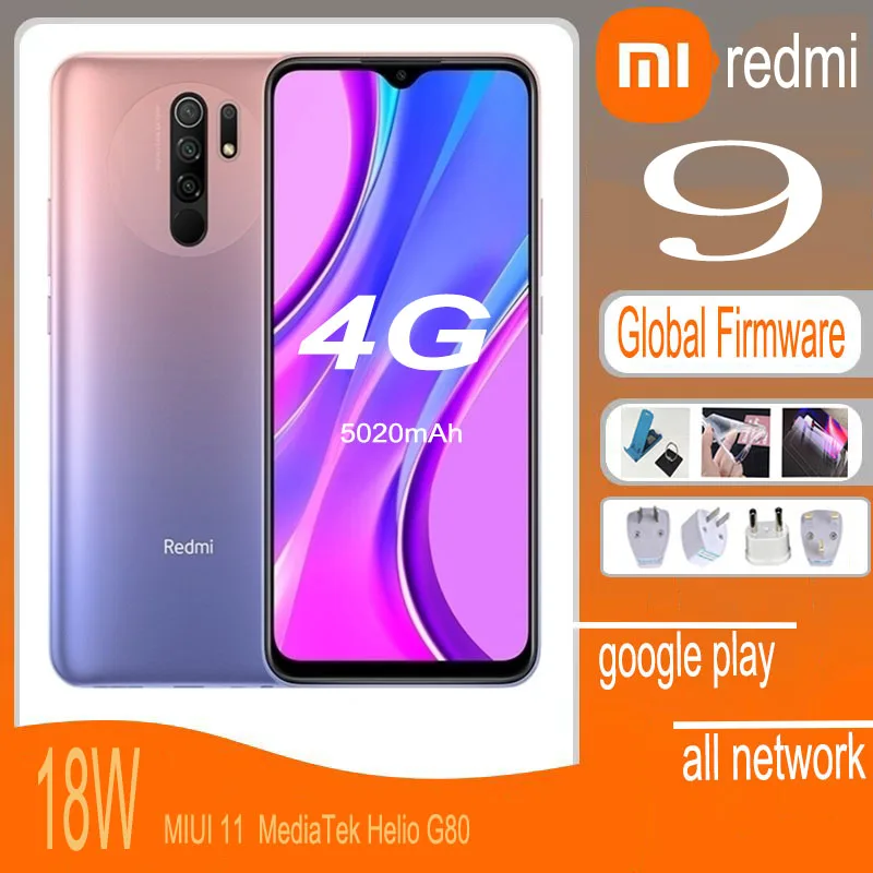 Smartphone Xiaomi Redmi 9 celular 4GB RAM 128GB ROM Mediatek Helio G80 Global version android