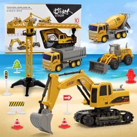 5 in 1 electric remote control inertial alloy engineering vehicle set excavator bulldozer children rc car model toy