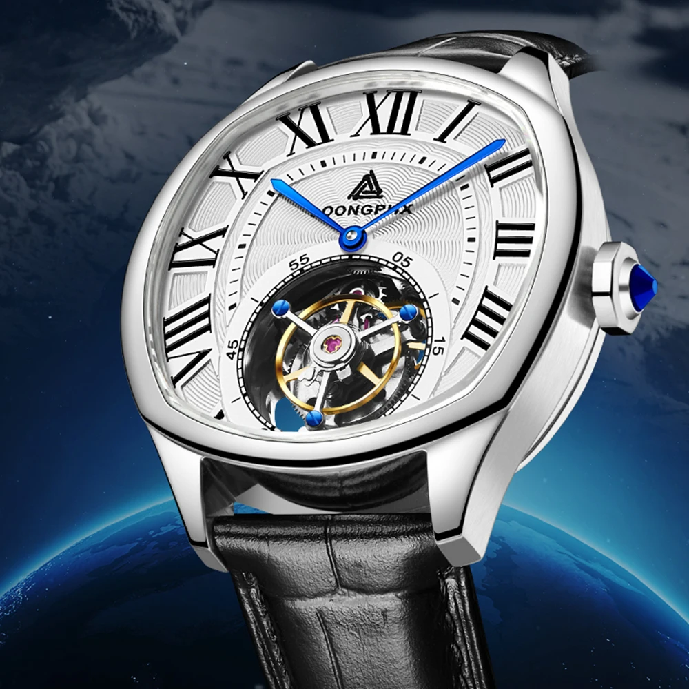 

Tourbillon Watch Men Luxury Hand Wind Mechanical Wristwatches Business Watches 41mm Top Brand 28800 Vph Movement Clocks LOONGPHX