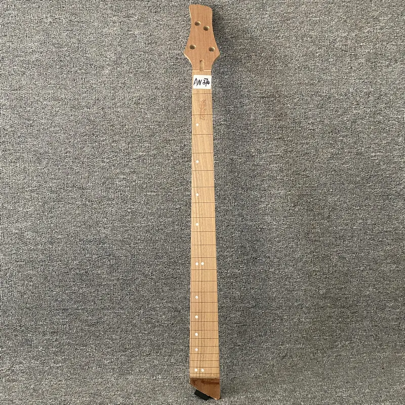 

AN374 4Strings Electric Bass Neck 24 Frets Unfinished No Frets NO Paints Maple with Rosewood Right Hand for DIY Replacement