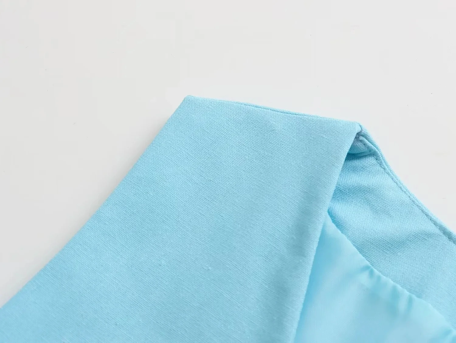 Withered 2023 Fashion Retro Breasted Sky Blue Sleeveless Blazer Linen Vest Women Tops