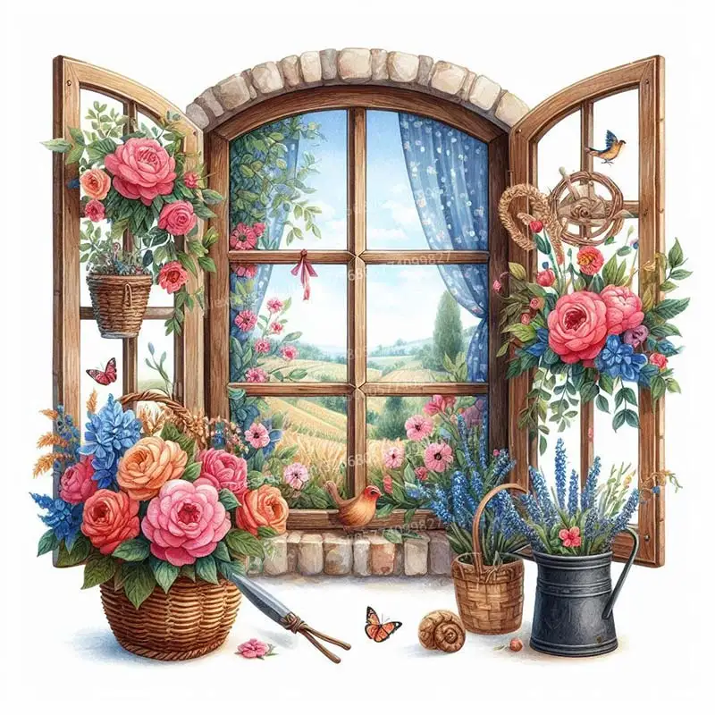 

Водостойкие наклейки для стен ПВХ Watercolor Flower M1024