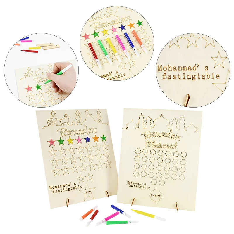 

Eid Mubarak DIY деревянный календарь обратный отсчет фотография для дома исламский мусульманский декор для вечеринки Ид Аль Адха подарки