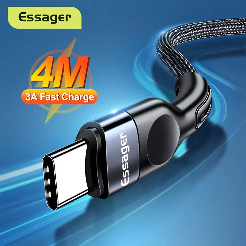 

Essager USB Type C Cable For Samsung Xiaomi mi 3A Fast Charging USB-C Cable Mobile Phone Charger USBC Type-C Data Wire Cord 3m