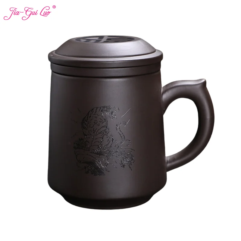 

Чайный набор из фиолетовой глины JIA GUI LUO, 400 мл, чайная чашка с крышкой и фильтром, Офисная чашка с надписью, дорожная портативная Питьевая утварь I001
