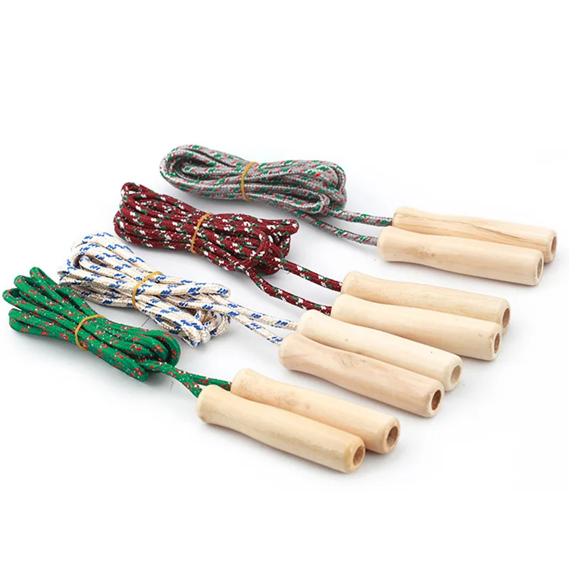 1 Pcs Wooden Handle Skipping Rope Color Random Gym Fitness Equipment School Group Sports Multi Person Jumping Rope color random