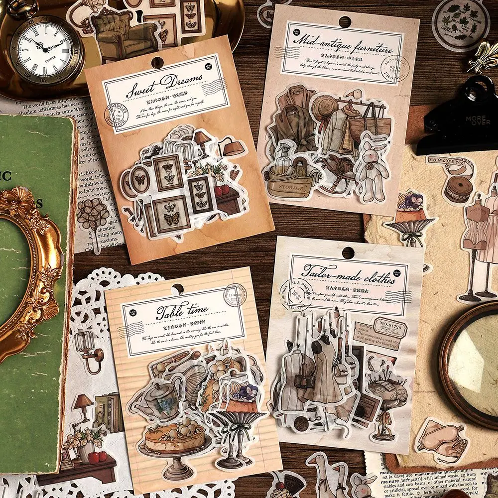 Journamm 40 Teile/Paket Antike Aufkleber Kit Washi Papier Diy Scrap Booking Materialien Dekor Junk Journal Collage Briefpapier Aufkleber