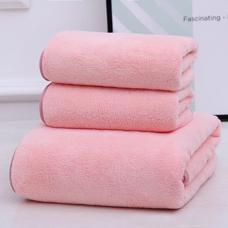 Three-Piece Coral Fleece Towel Bath Soft Absorbent Easy-to-Wash Easy-to-Dry 2 Towels +1 |