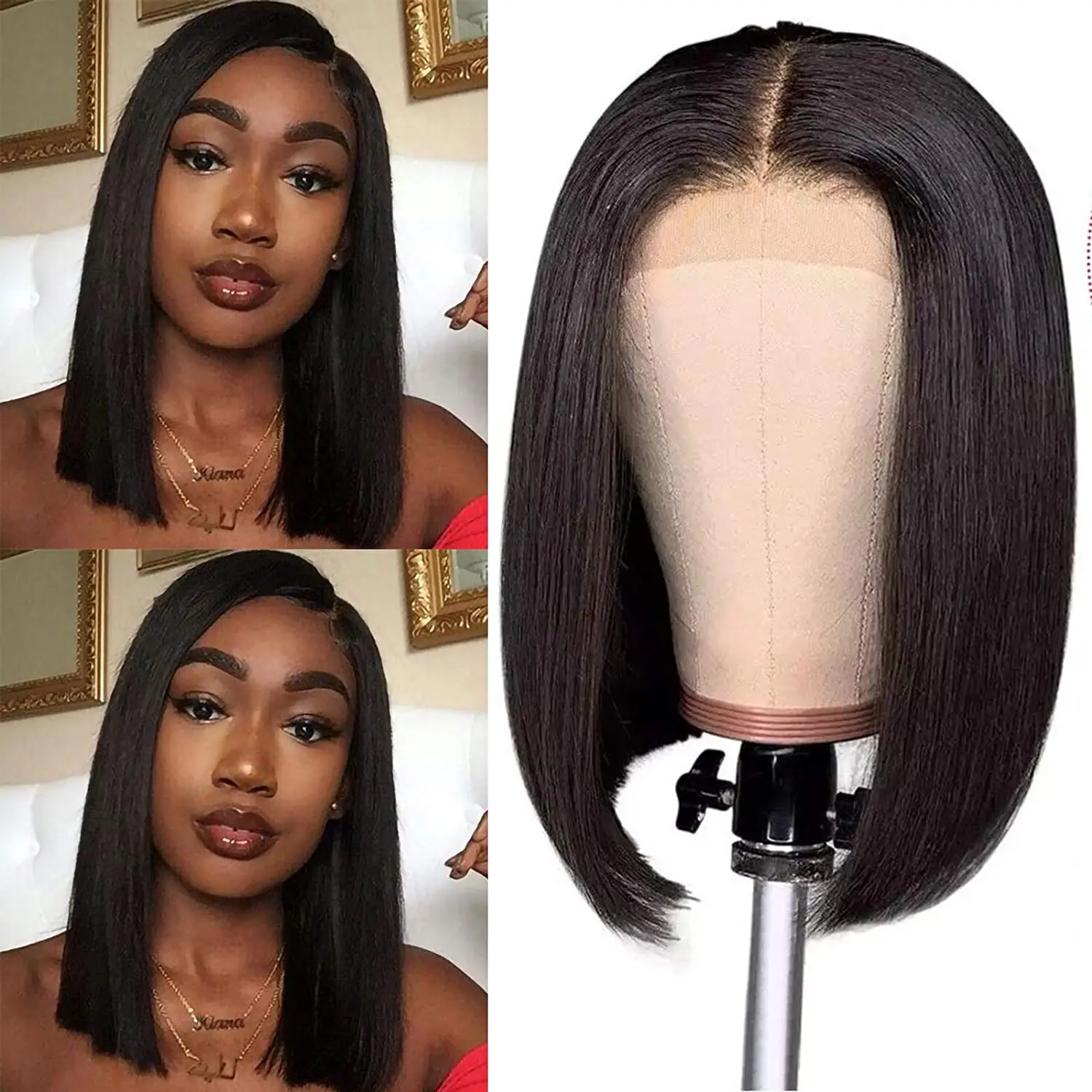 Scheherezade Bob Wig Lace Front Human Hair Wigs Short Human Hair Wigs For Black Women Straight Lace Front Wigs Cheaper Natural