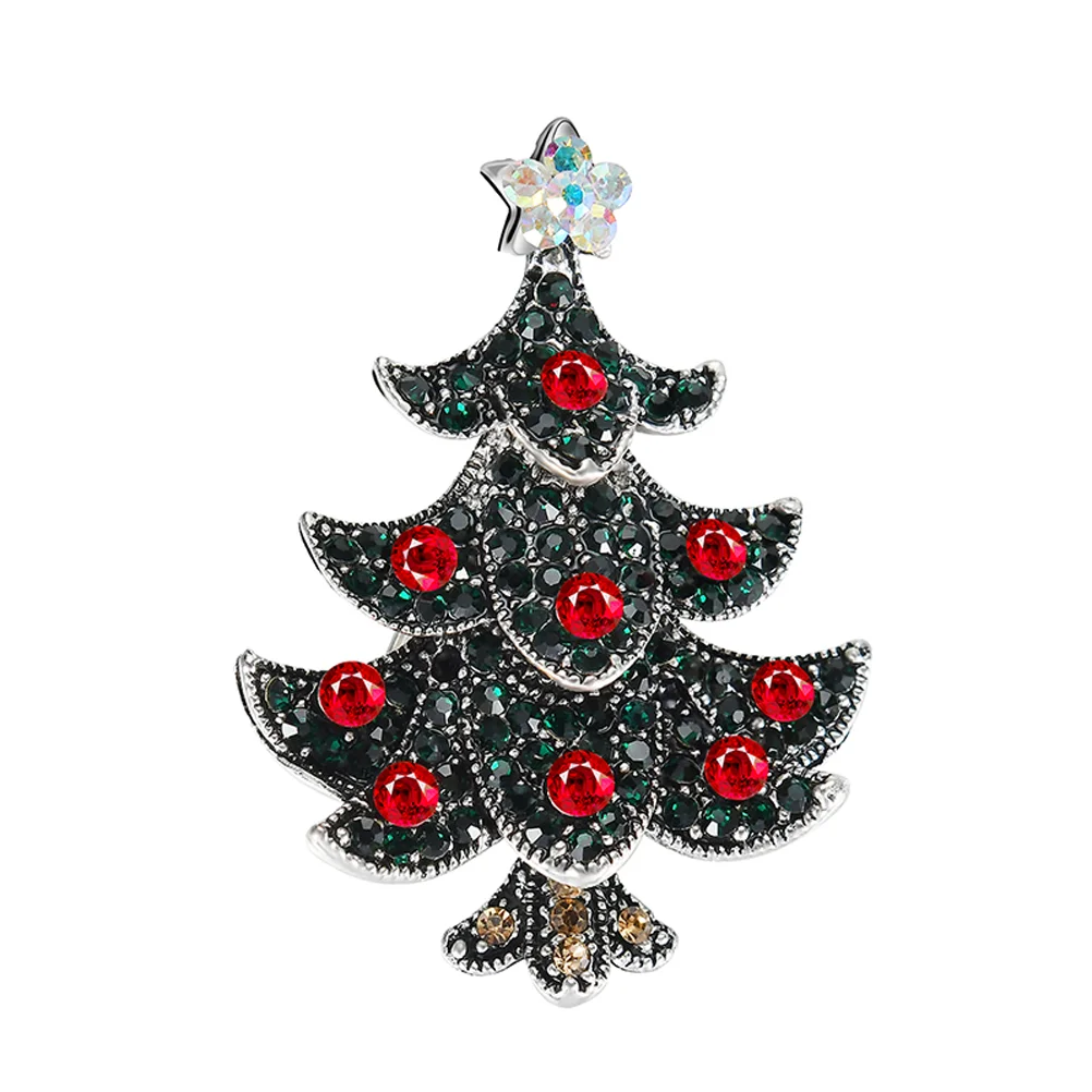 

Brooch Christmas Pin Women Brooches Ladies Gold Silver Breastpin Miss Rhinestone