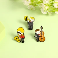 cartoon cute performers enamel brooch pins punk sunglasses artist playing violinist metal button pins hat backpack accessories