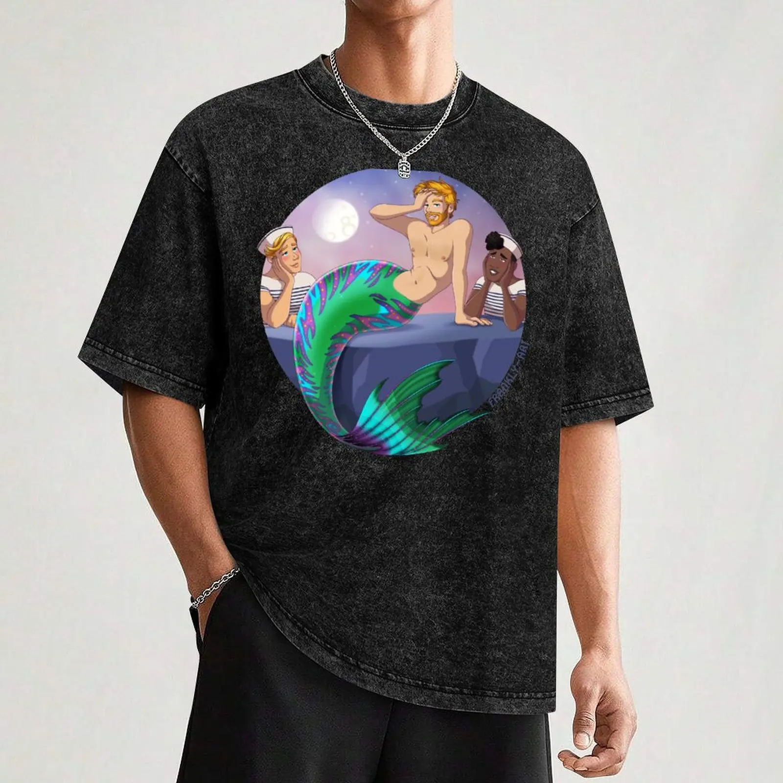 Мужская футболка MerMay 2020 Commission: @redrivermerman хлопок