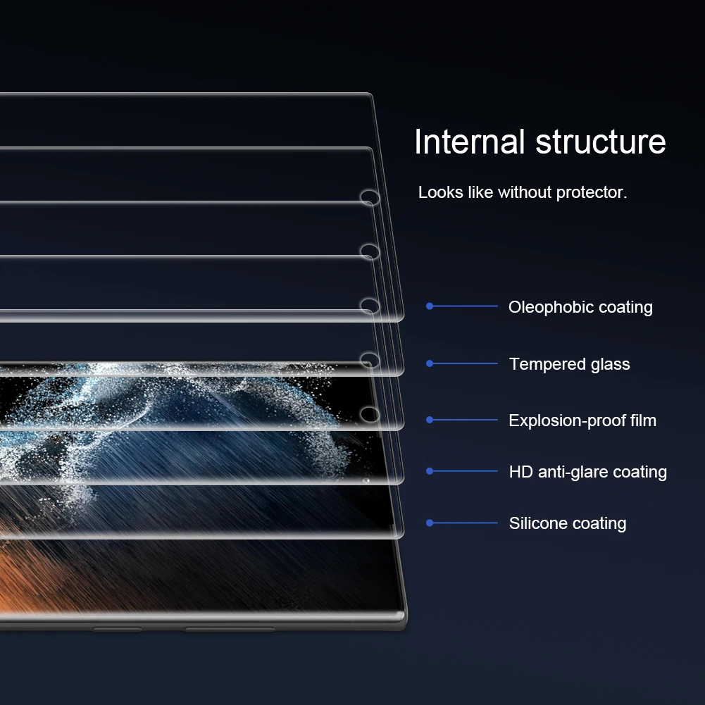 Nillkin for Samsung Galaxy S22 Ultra 3D CP+ MAX Full coverage Anti-explosion Tempered Glass Screen Protector 9H