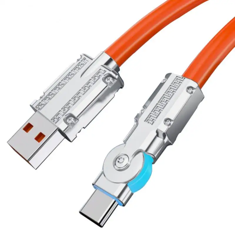 

120W Liquid Silicone Cable Mobile Game Type-C Charger 6A 80° Rotating Super Fast Charge Cable For Xiaomi iPhone 13 pro 14 pro
